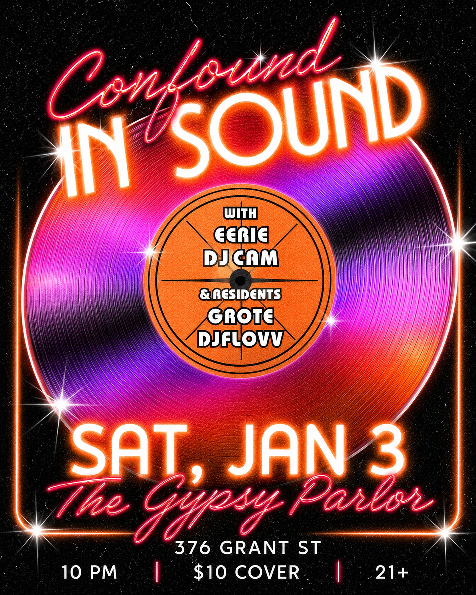 Confound In Sound poster featuring DJ CAM at The Gypsy Parlor
